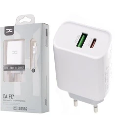 СЗУ-адаптер DC CA-F17 20W (1USB / 1Type-C) + кабель Type-C - Lightning (Белый) D..